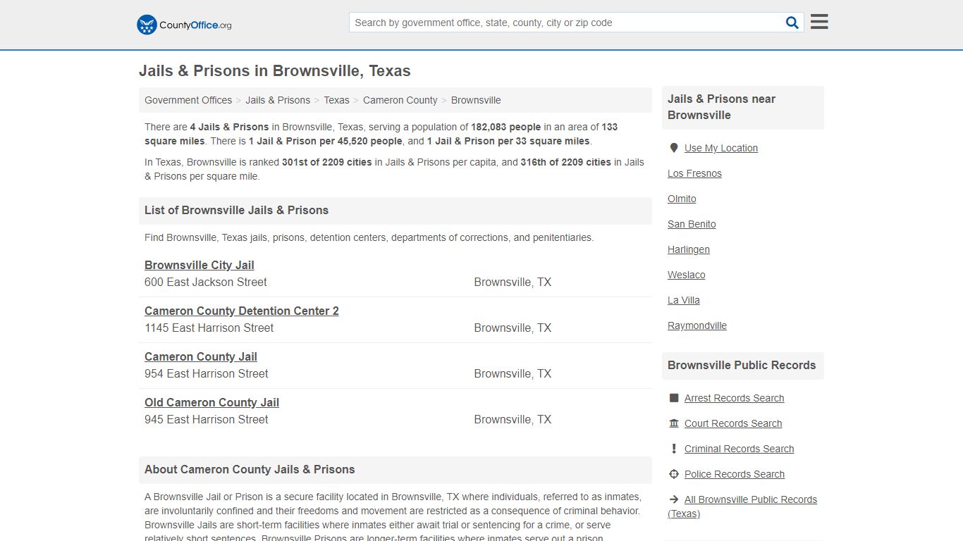 Jails & Prisons - Brownsville, TX (Inmate Rosters & Records)